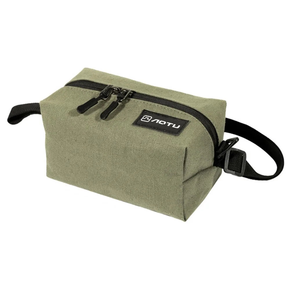 AOTU Camping Tent Canvas Tissue Cover Tissue Paper Storage Box Hanging Holder Bag with Carabiner - 1