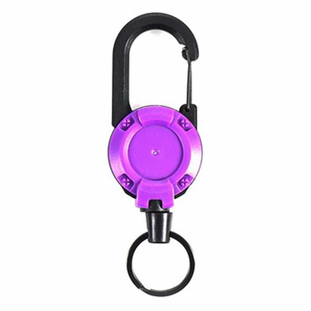 HS-6890 Automatic Retractable Wire Rope Anti-Theft Tactical Keychain Buckle - Purple - 1