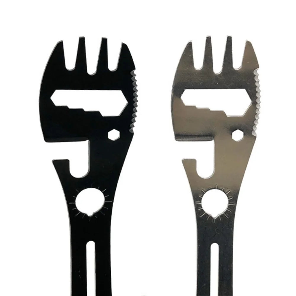Stainless Steel Camping Spoon Fork Knife Wine Bottle Opener (BPA-Free, No FDA Certified) - Black - 4
