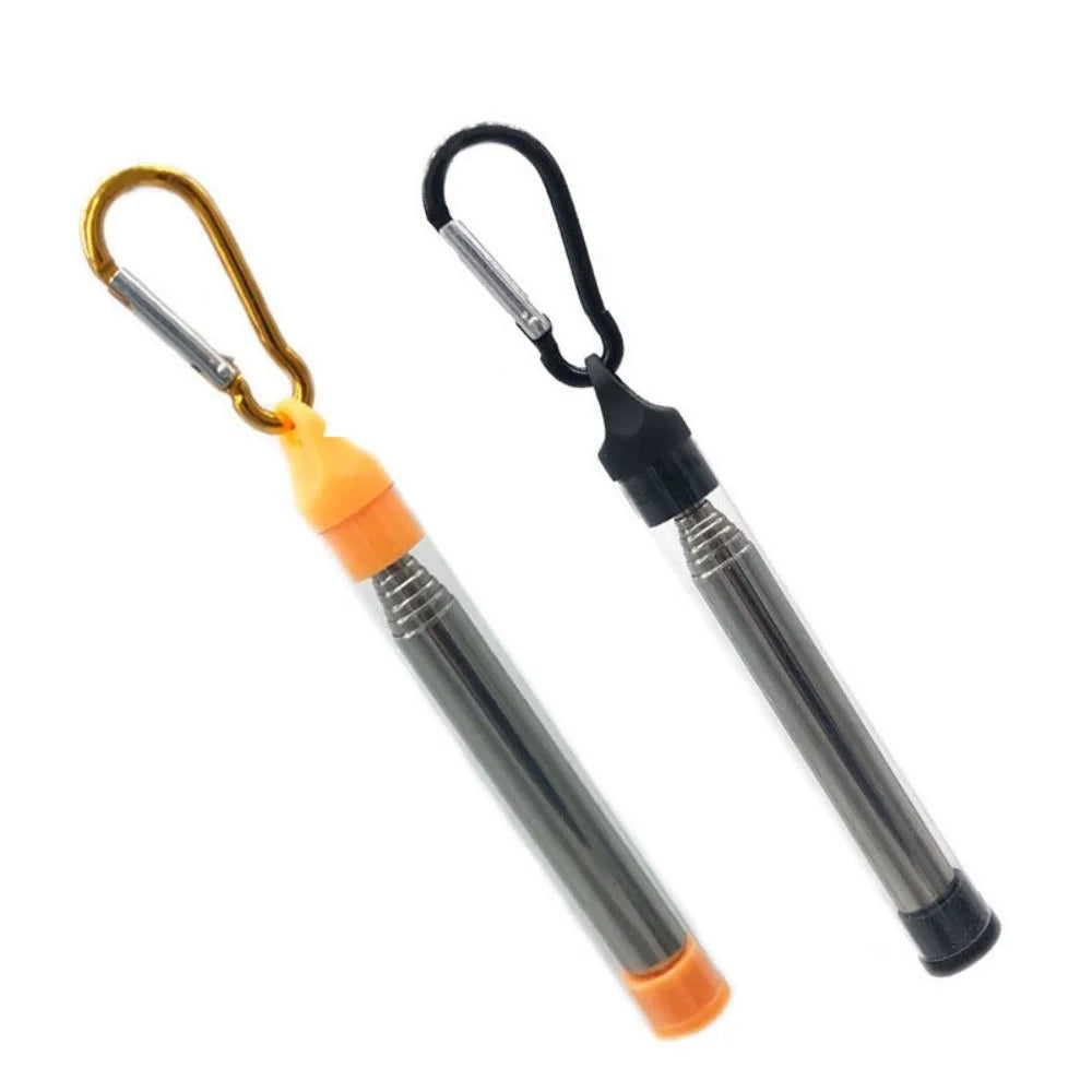 304 Stainless Steel Fire Blowing Tube Outdoor Camping Retractable Fire Blowing Stick - Black - 6