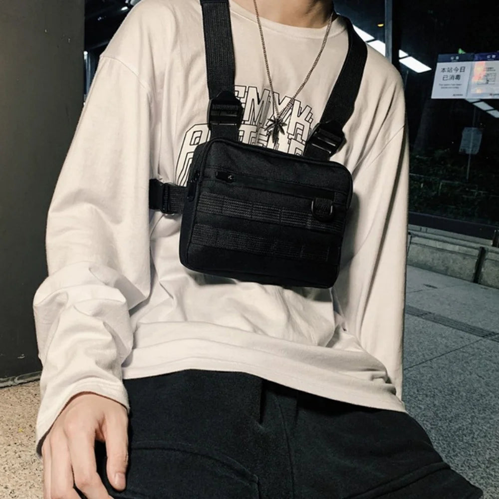 YA0274 Men Outdoor Tactical Vest Waterproof Oxford Cloth Military Chest Bag - Black - 3