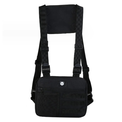 YA3066 Tactical Vest Bag Waterproof Oxford Cloth Chest Bag Casual Daypack Mini Backpack - Black - 1