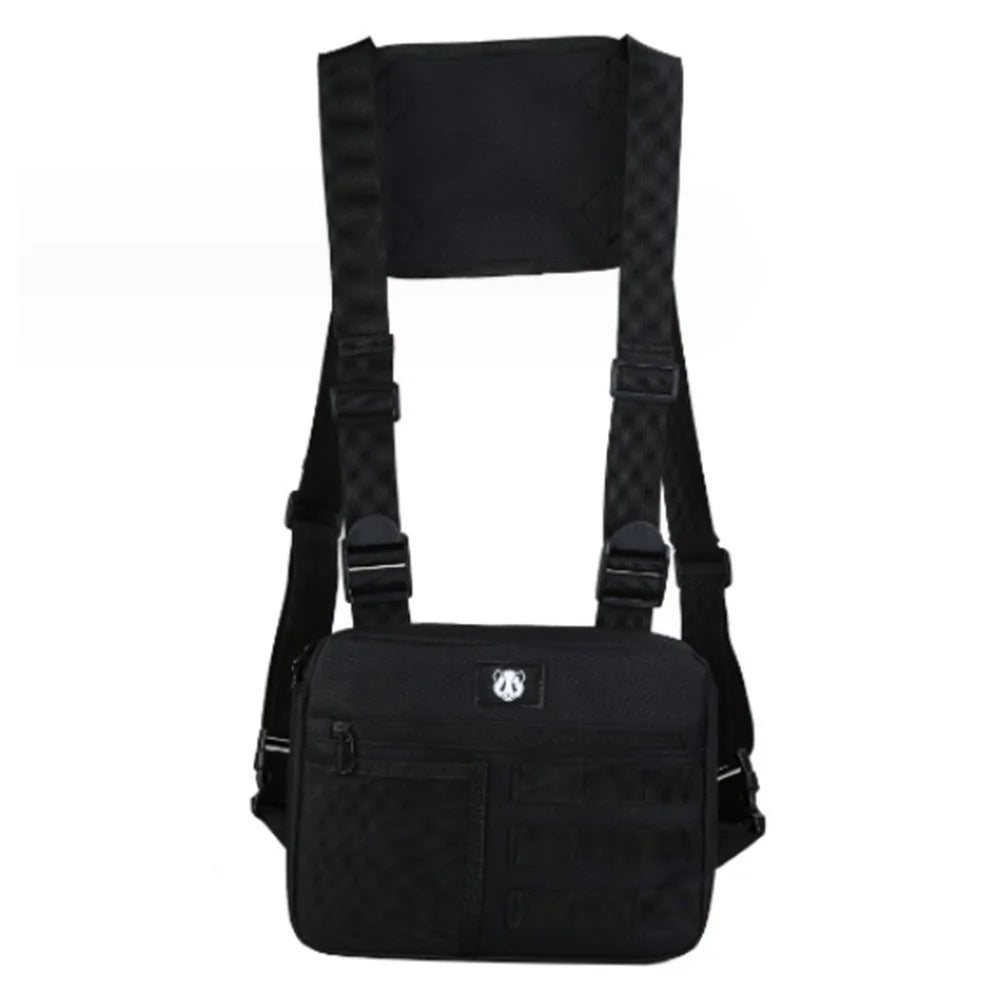 YA3066 Tactical Vest Bag Waterproof Oxford Cloth Chest Bag Casual Daypack Mini Backpack - Black - 1