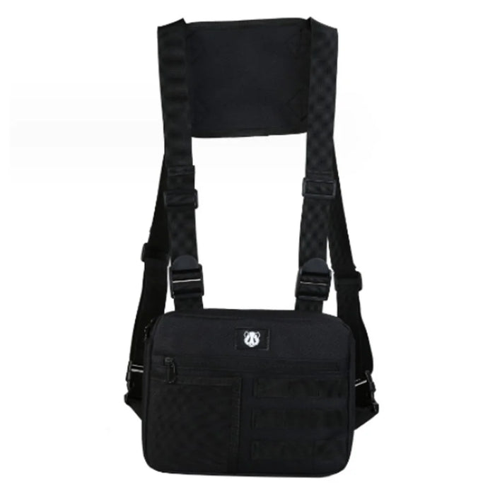 YA3066 Tactical Vest Bag Waterproof Oxford Cloth Chest Bag Casual Daypack Mini Backpack - Black - 1