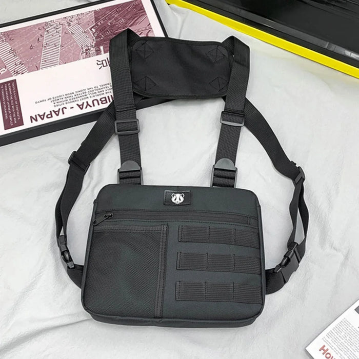 YA3066 Tactical Vest Bag Waterproof Oxford Cloth Chest Bag Casual Daypack Mini Backpack - Black - 4