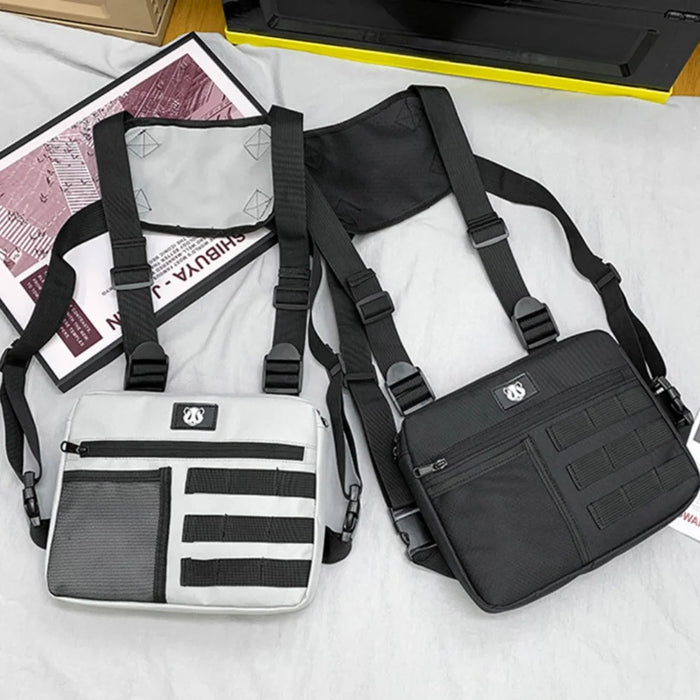 YA3066 Tactical Vest Bag Waterproof Oxford Cloth Chest Bag Casual Daypack Mini Backpack - Black - 7