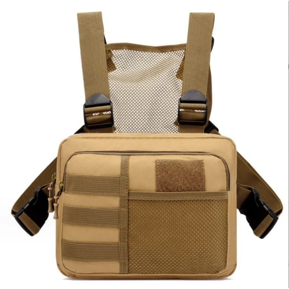 YA136 Waterproof Oxford Cloth Tactical Chest Bag Running Sports Vest Pouch - Khaki - 2