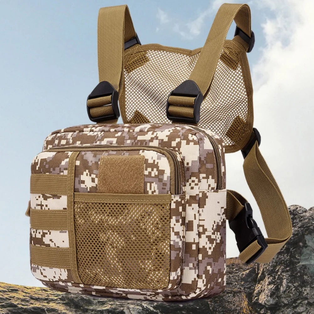 YA136 Waterproof Oxford Cloth Tactical Chest Bag Running Sports Vest Pouch - Khaki - 4