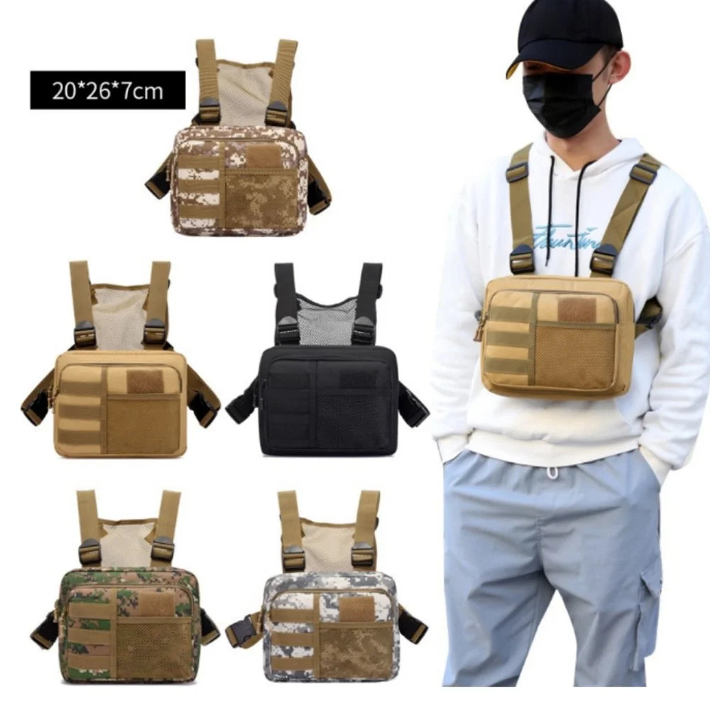 YA136 Waterproof Oxford Cloth Tactical Chest Bag Running Sports Vest Pouch - Khaki - 5