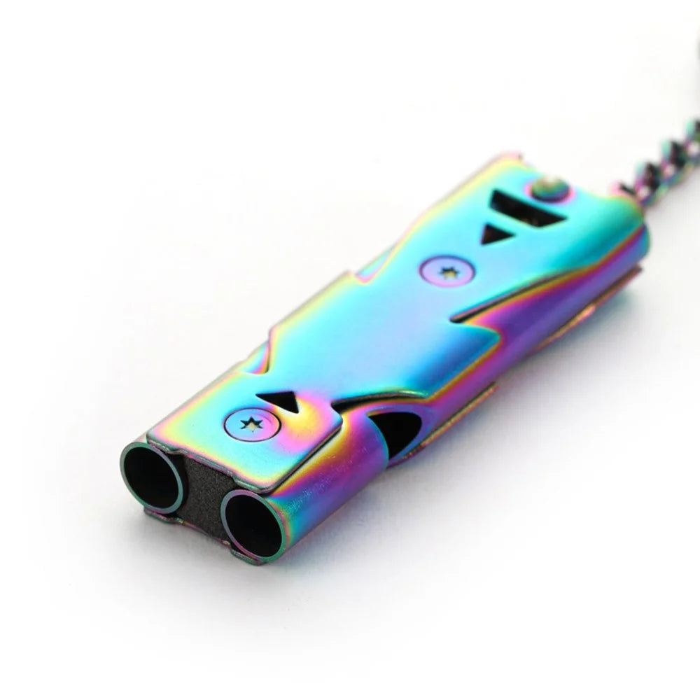 Stainless Steel Loud Emergency Survival Whistle for Camping Hiking Sports Dog Training - Multi-color - 2