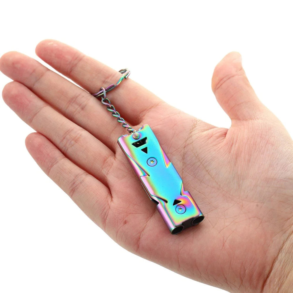 Stainless Steel Loud Emergency Survival Whistle for Camping Hiking Sports Dog Training - Multi-color - 3
