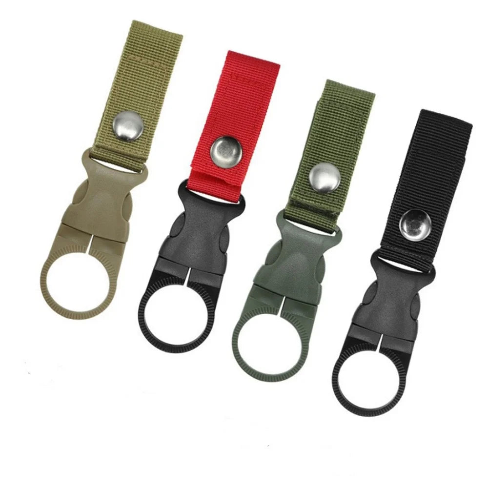 DH50 Hanging Bottle Buckle Carabiner Ring Holder Nylon Webbing Strap - Black - 3