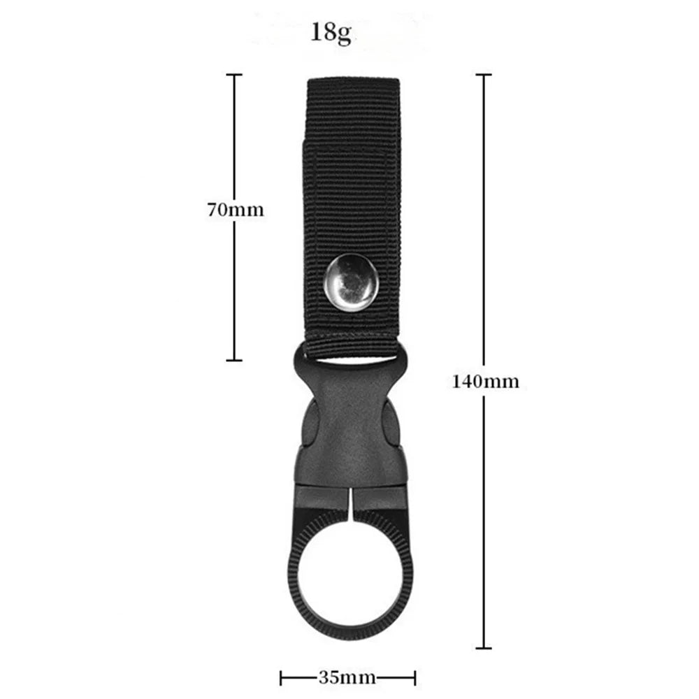 DH50 Hanging Bottle Buckle Carabiner Ring Holder Nylon Webbing Strap - Black - 4