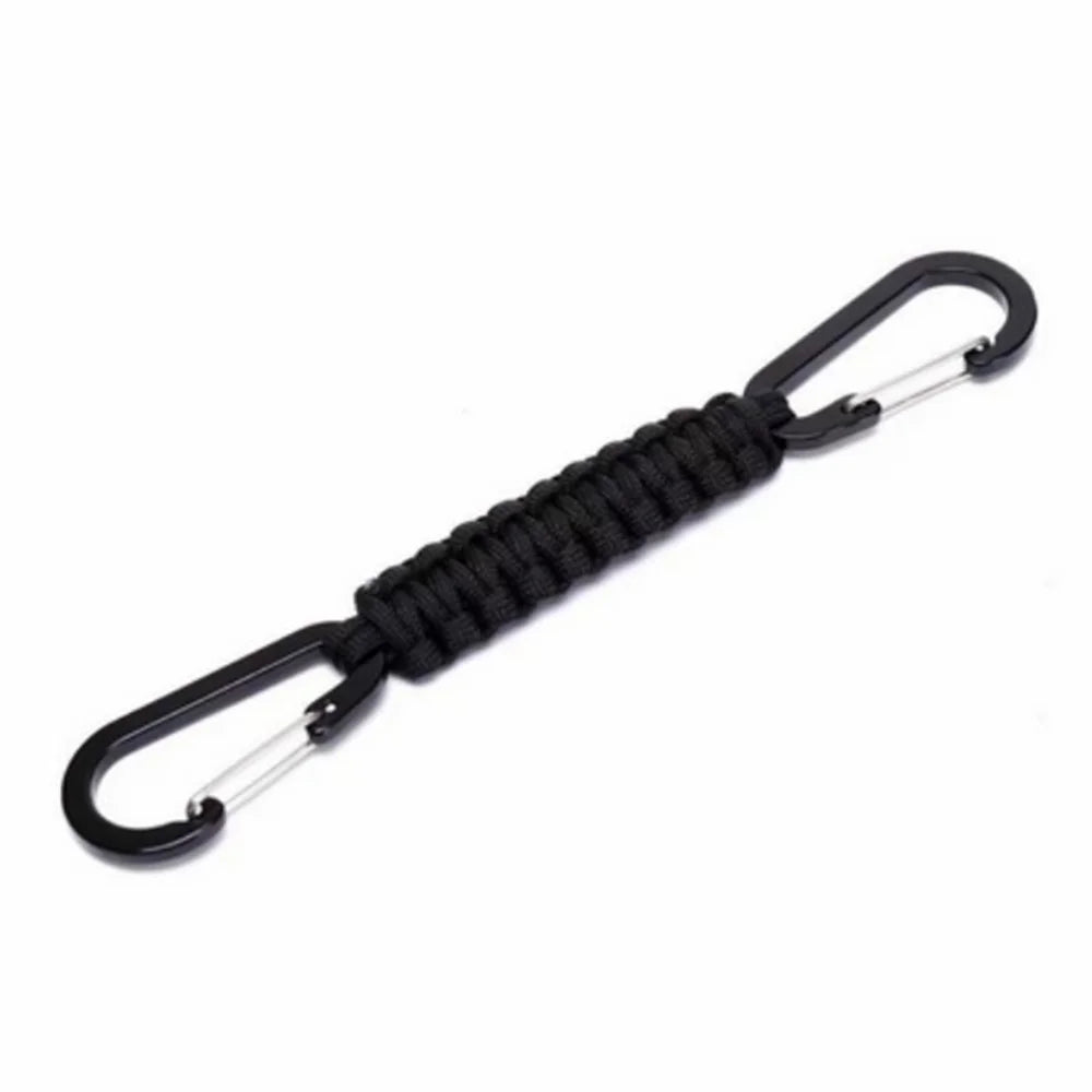 YT15010 Outdoor Climbing Paracord Keychain Carabiner Handcrafted Emergency Gear - Black - 1