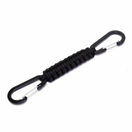 YT15010 Outdoor Climbing Paracord Keychain Carabiner Handcrafted Emergency Gear - Black - 1