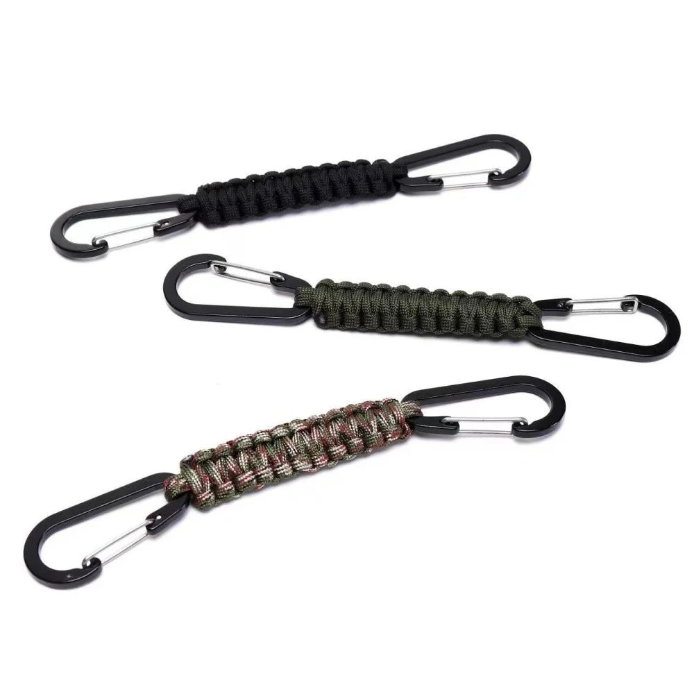 YT15010 Outdoor Climbing Paracord Keychain Carabiner Handcrafted Emergency Gear - Black - 2