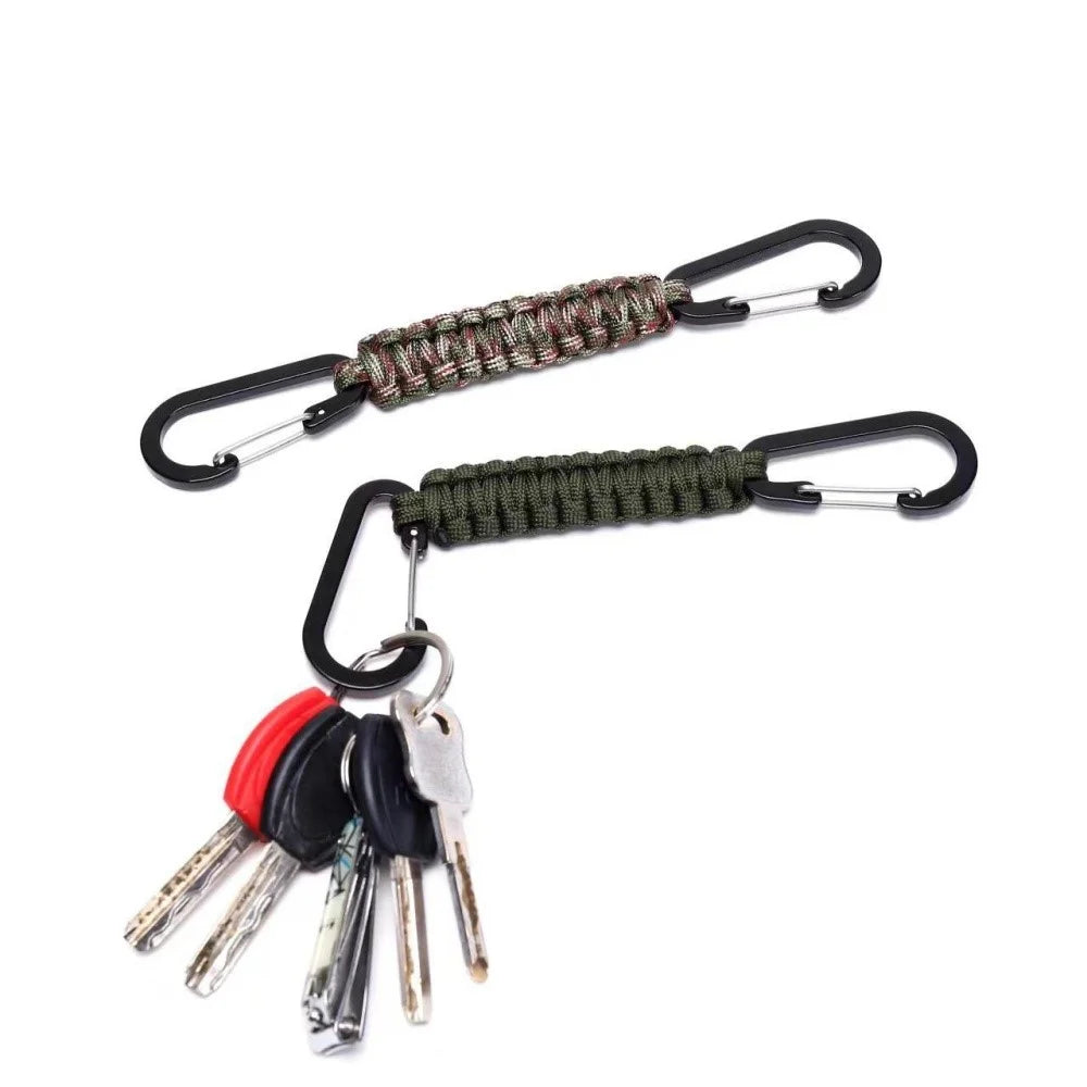 YT15010 Outdoor Climbing Paracord Keychain Carabiner Handcrafted Emergency Gear - Black - 3