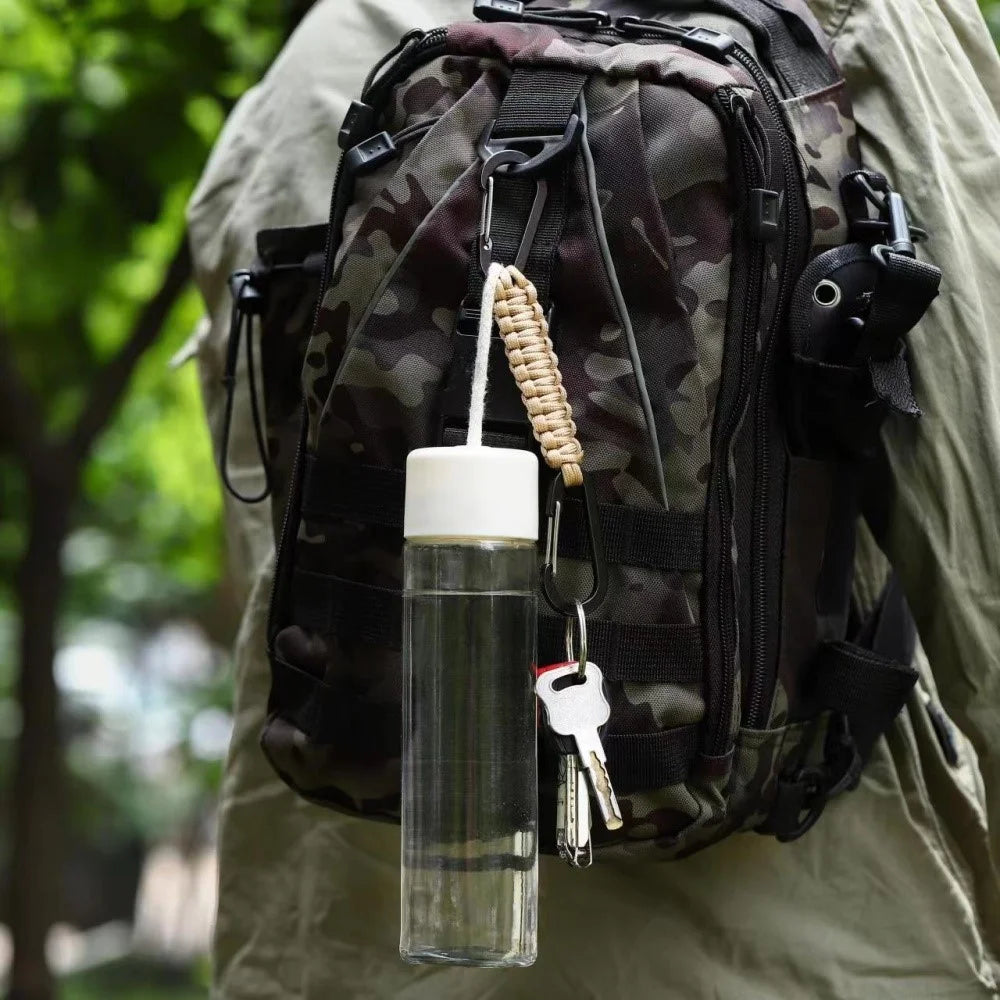 YT15010 Outdoor Climbing Paracord Keychain Carabiner Handcrafted Emergency Gear - Black - 5