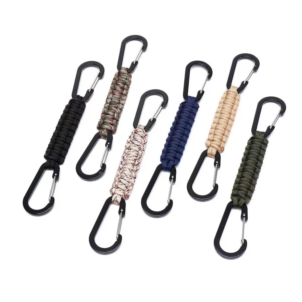 YT15010 Outdoor Climbing Paracord Keychain Carabiner Handcrafted Emergency Gear - Black - 6