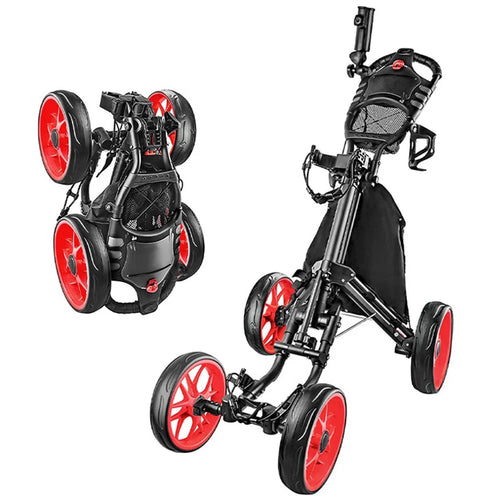 ZH-X005 4-Wheel Aluminum Alloy Golf Push Cart Folding Trolley Pull Caddy Cart - 1