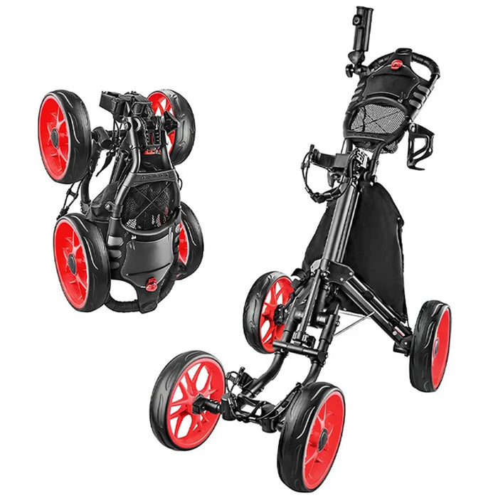 ZH-X005 4-Wheel Aluminum Alloy Golf Push Cart Folding Trolley Pull Caddy Cart - 1