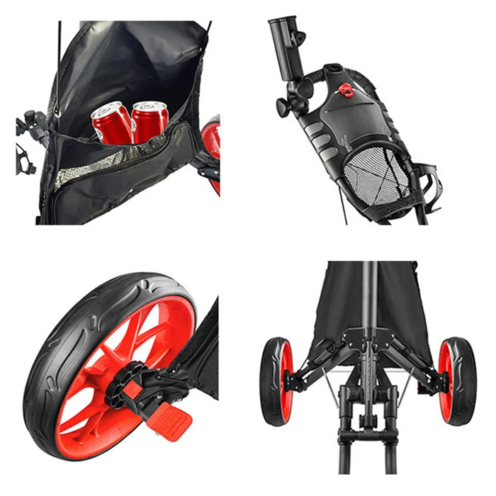 ZH-X005 4-Wheel Aluminum Alloy Golf Push Cart Folding Trolley Pull Caddy Cart - 4