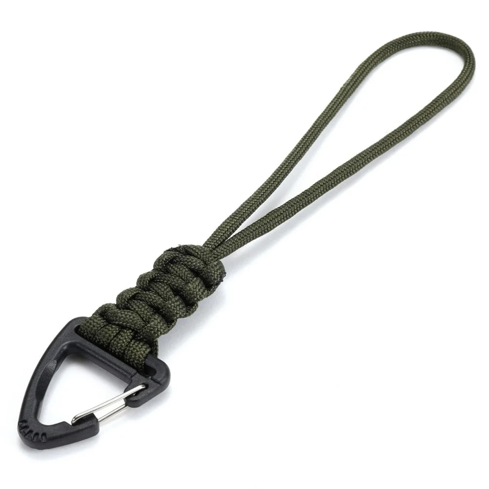 YHDE34 Outdoor Paracord Keychain Woven Lanyard Carabiner Hanging Hook - Army Green - 1