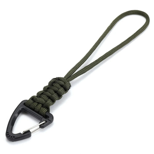 YHDE34 Outdoor Paracord Keychain Woven Lanyard Carabiner Hanging Hook - Army Green - 1