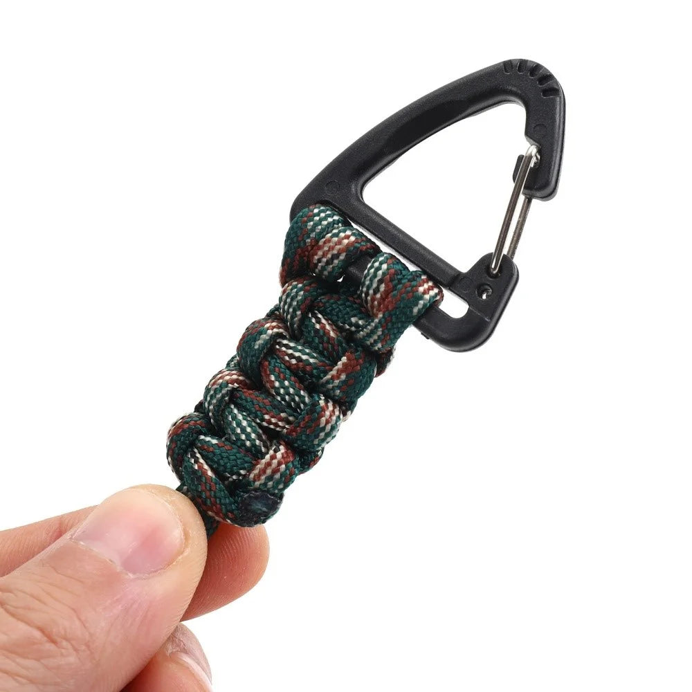 YHDE34 Outdoor Paracord Keychain Woven Lanyard Carabiner Hanging Hook - Army Green - 2