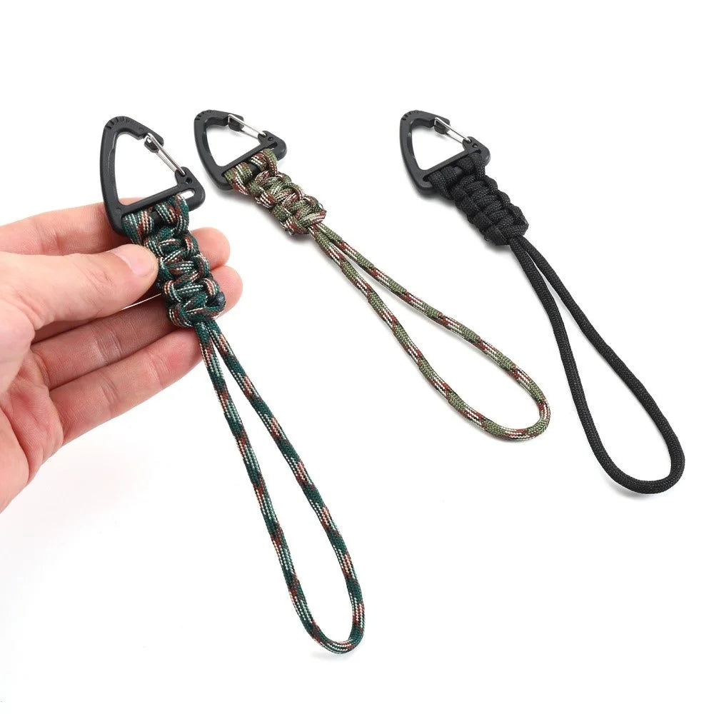 YHDE34 Outdoor Paracord Keychain Woven Lanyard Carabiner Hanging Hook - Army Green - 4