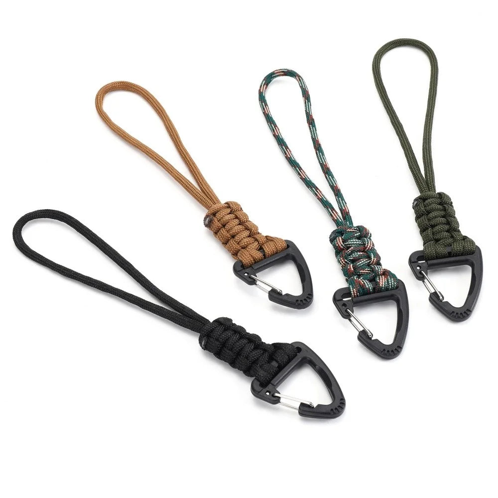YHDE34 Outdoor Paracord Keychain Woven Lanyard Carabiner Hanging Hook - Army Green - 5
