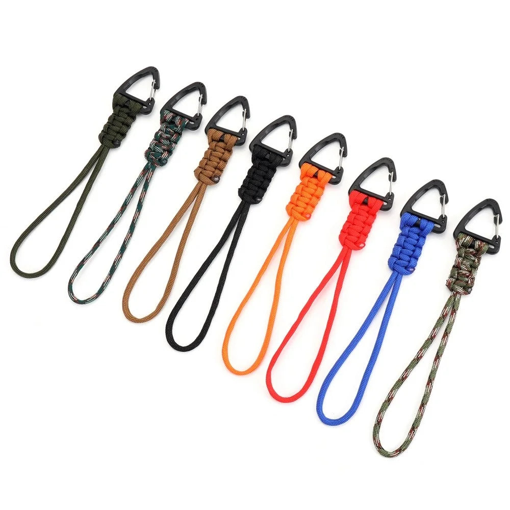 YHDE34 Outdoor Paracord Keychain Woven Lanyard Carabiner Hanging Hook - Army Green - 6