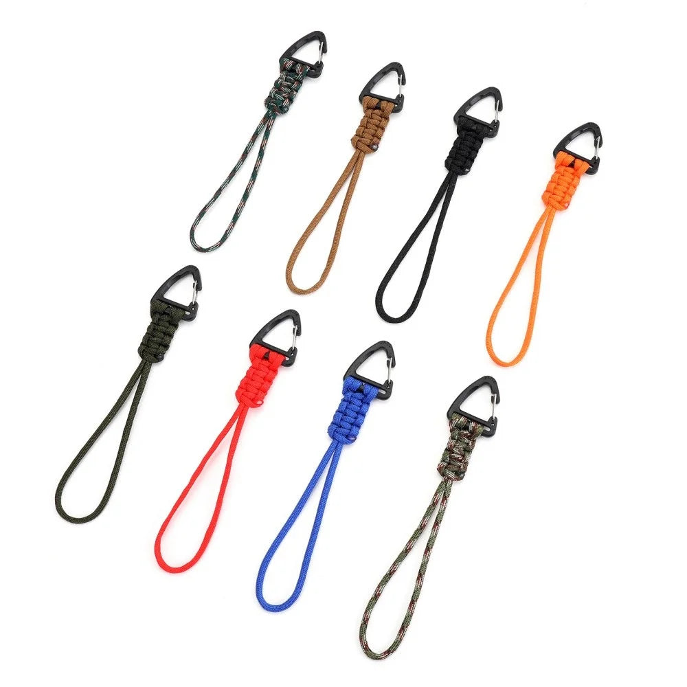 YHDE34 Outdoor Paracord Keychain Woven Lanyard Carabiner Hanging Hook - Army Green - 7