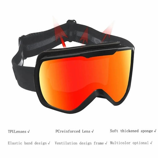 BOLLFOS BF642 Dual-Layer Anti-Fog PC+TPU Skiing Goggles for Men Women - Red - 2