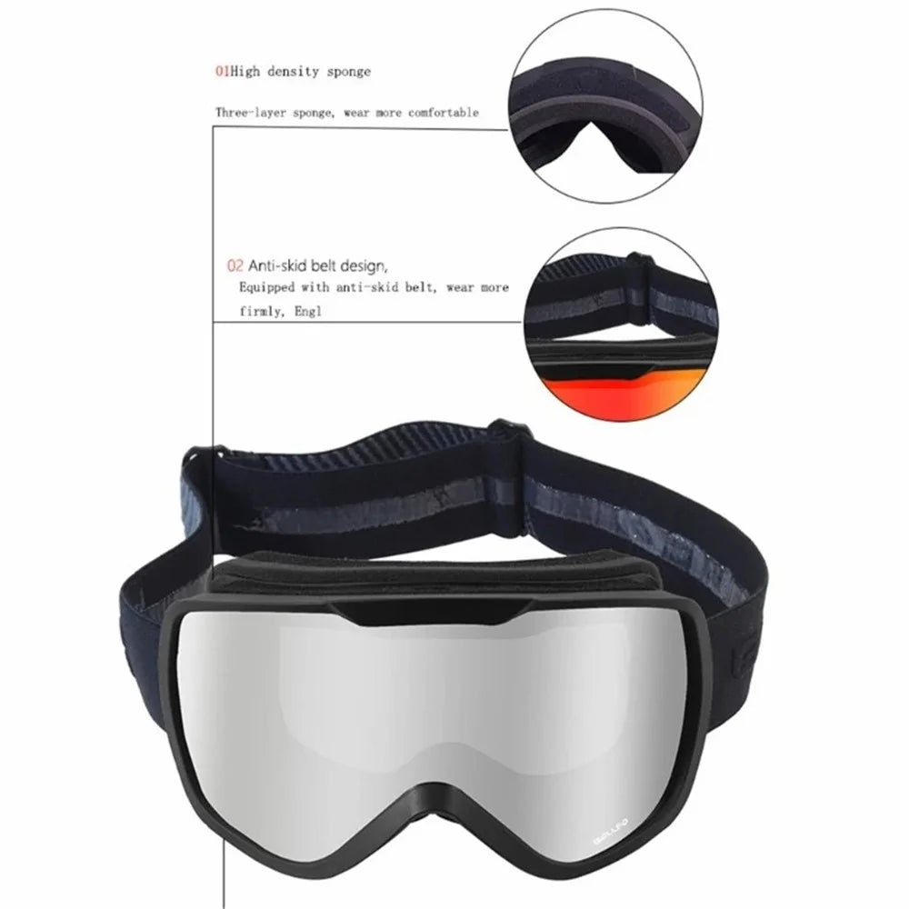 BOLLFOS BF642 Dual-Layer Anti-Fog PC+TPU Skiing Goggles for Men Women - Red - 5