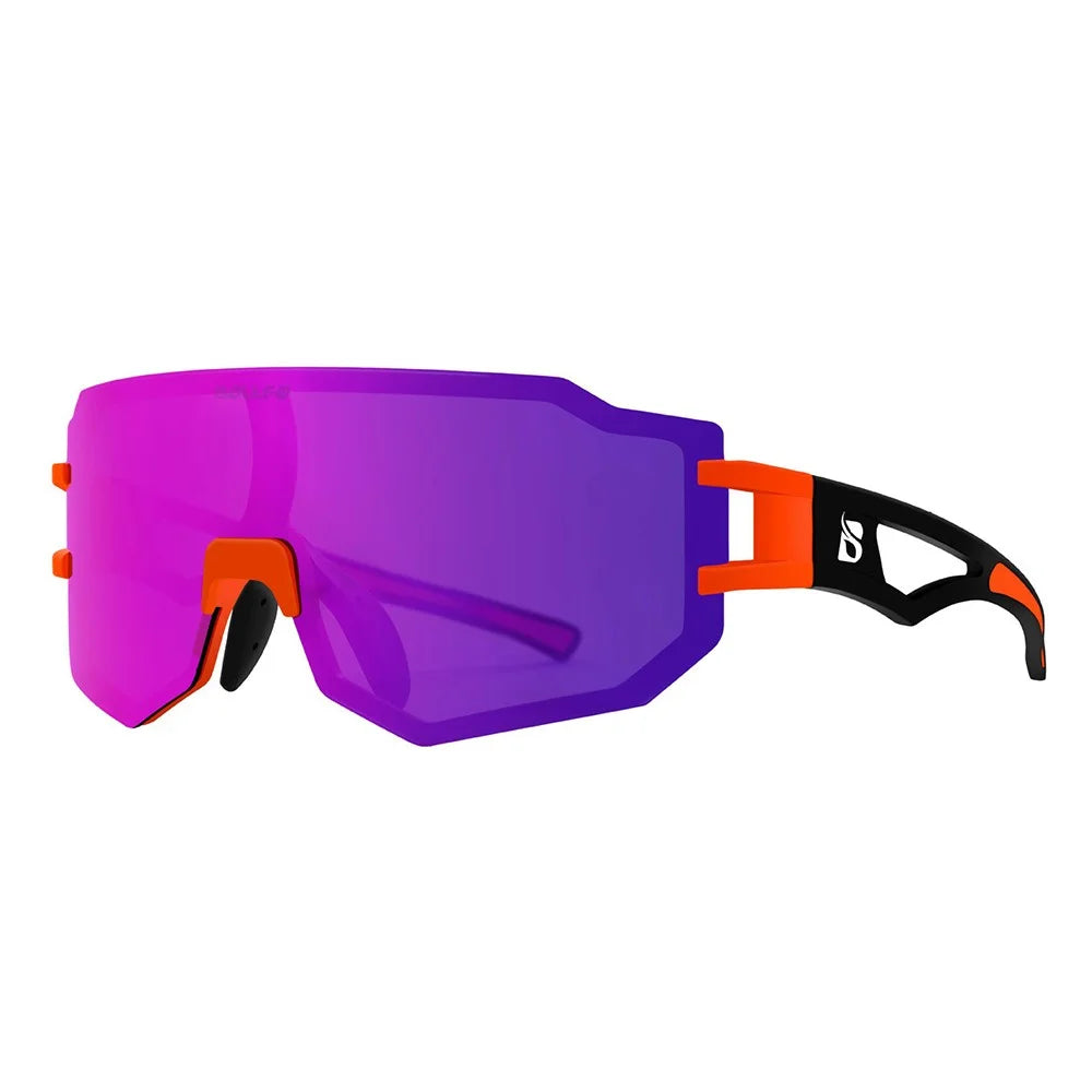BOLLFO BF629 Bicycle Cycling Glasses UV400 Protection Sports Polarized Goggles with Interchangeable Lenses - Orange Black Frame - 1