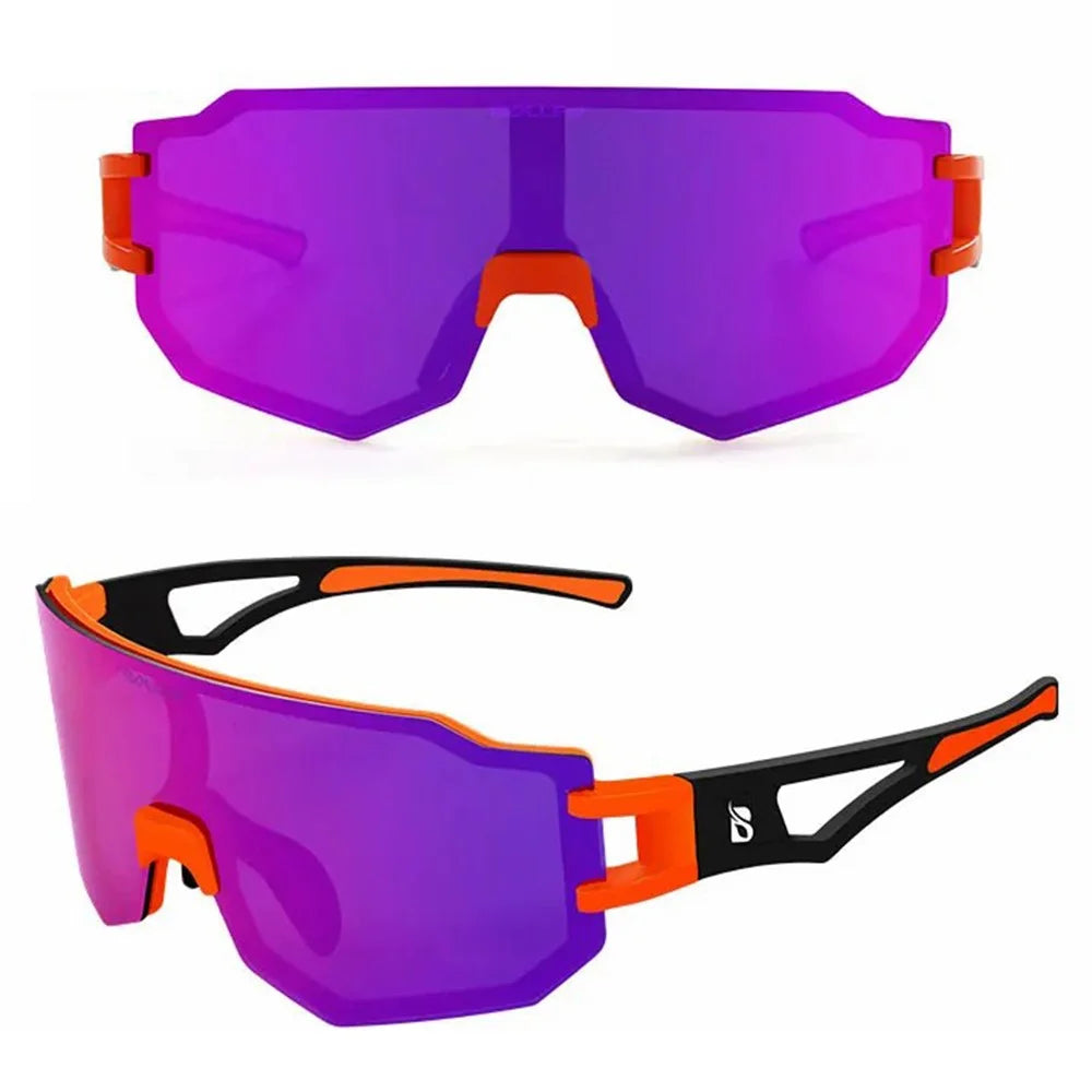 BOLLFO BF629 Bicycle Cycling Glasses UV400 Protection Sports Polarized Goggles with Interchangeable Lenses - Orange Black Frame - 2