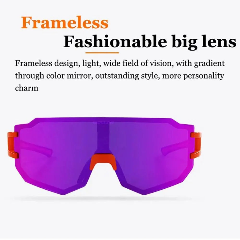 BOLLFO BF629 Bicycle Cycling Glasses UV400 Protection Sports Polarized Goggles with Interchangeable Lenses - Orange Black Frame - 4