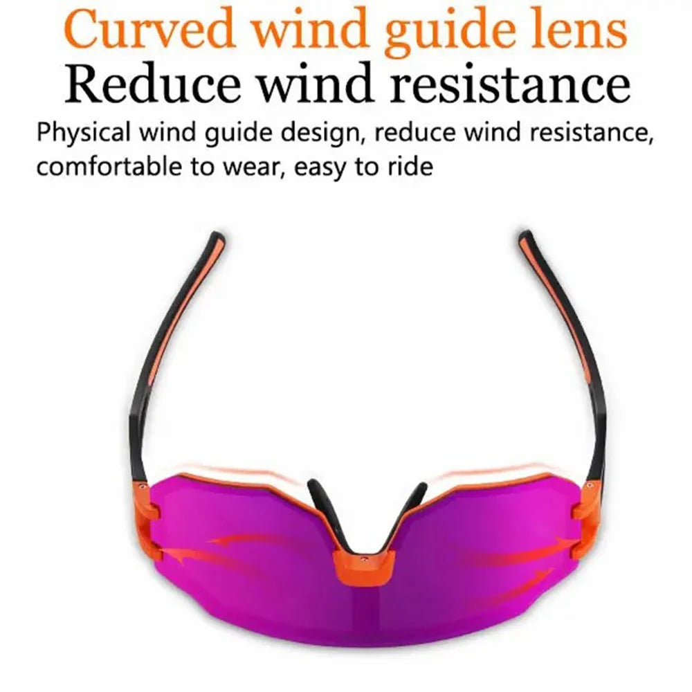 BOLLFO BF629 Bicycle Cycling Glasses UV400 Protection Sports Polarized Goggles with Interchangeable Lenses - Orange Black Frame - 5
