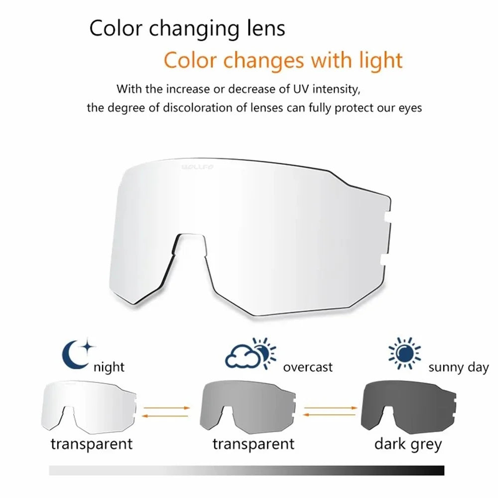 BOLLFO BF629 Bicycle Cycling Glasses UV400 Protection Sports Polarized Goggles with Interchangeable Lenses - Orange Black Frame - 7