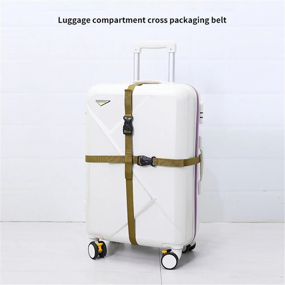 AOTU Adjustable Luggage Bag Binding Strap Travel Camping Equipment Suitcase Polyester Fixing Strap - Khaki - 6