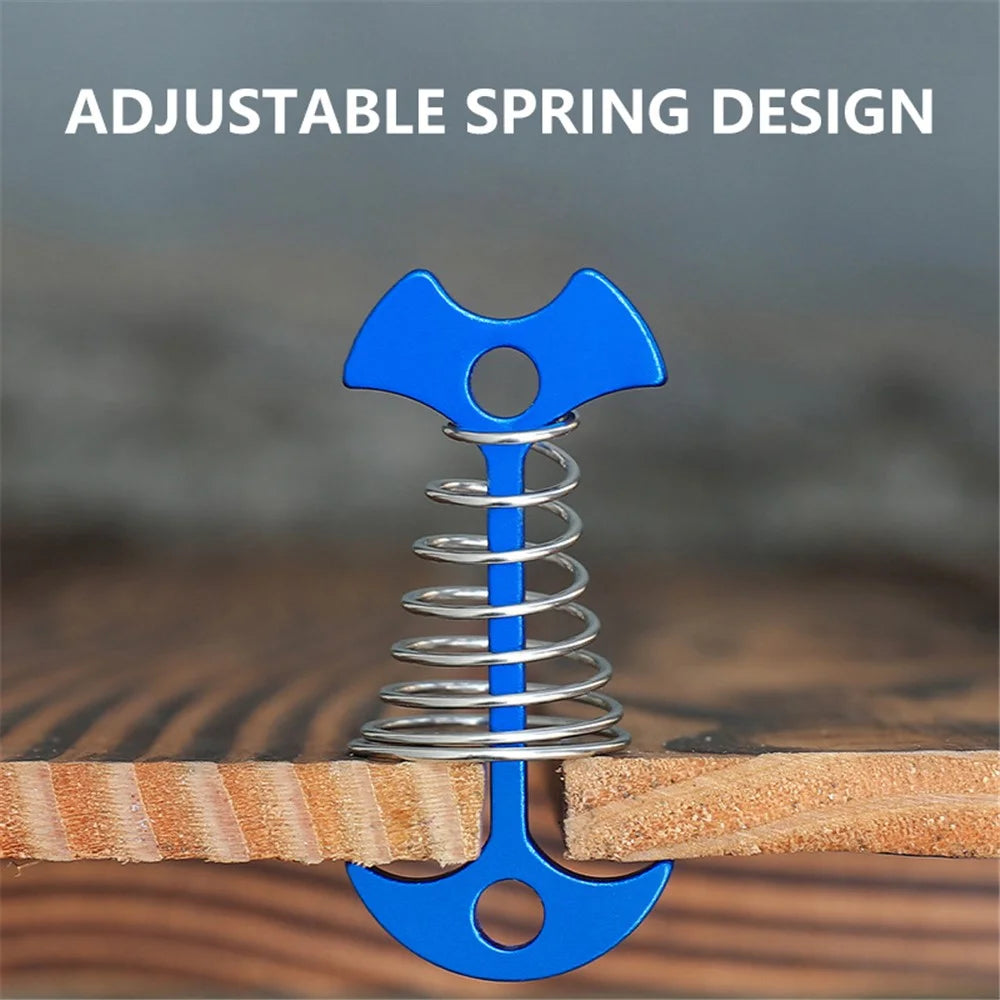 AOTU AT6546 Aluminum Alloy+Stainless Steel Tent Nail Fishbone Spring Stake Deck Anchor Peg Wind Rope Buckle - Blue - 3