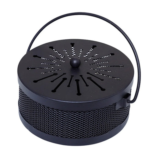 AOTU Portable Iron Mosquito Incense Coil Holder Box with Lid for Outdoor Home - Black / Fireworks - 1
