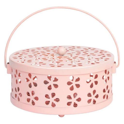 AOTU Camping Iron Mosquito Incense Coil Holder Box with Lid for Home - Pink - 1