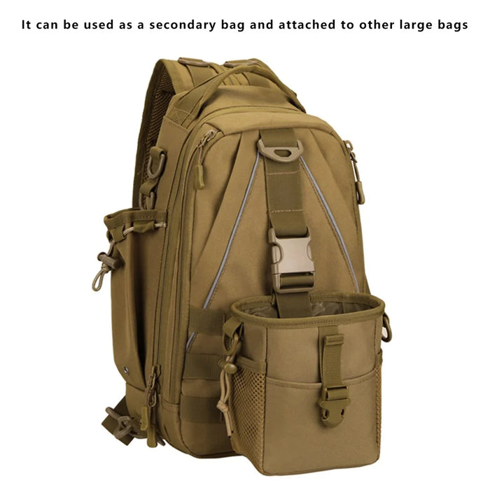 PROTECTOR PLUS A034 600D Fabric Waterproof Slingshot Bag Paintballs Storage Waist Bag - Brown - 7