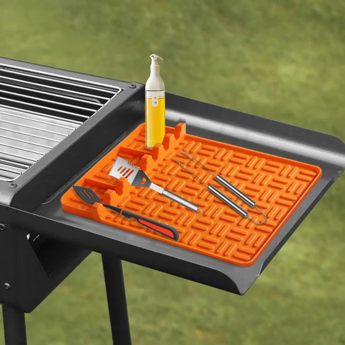 Outdoor BBQ Grill High Temperature Resistant Side Shelf Silicone Pad Barbecue Grill Tool Pad - Orange - 2