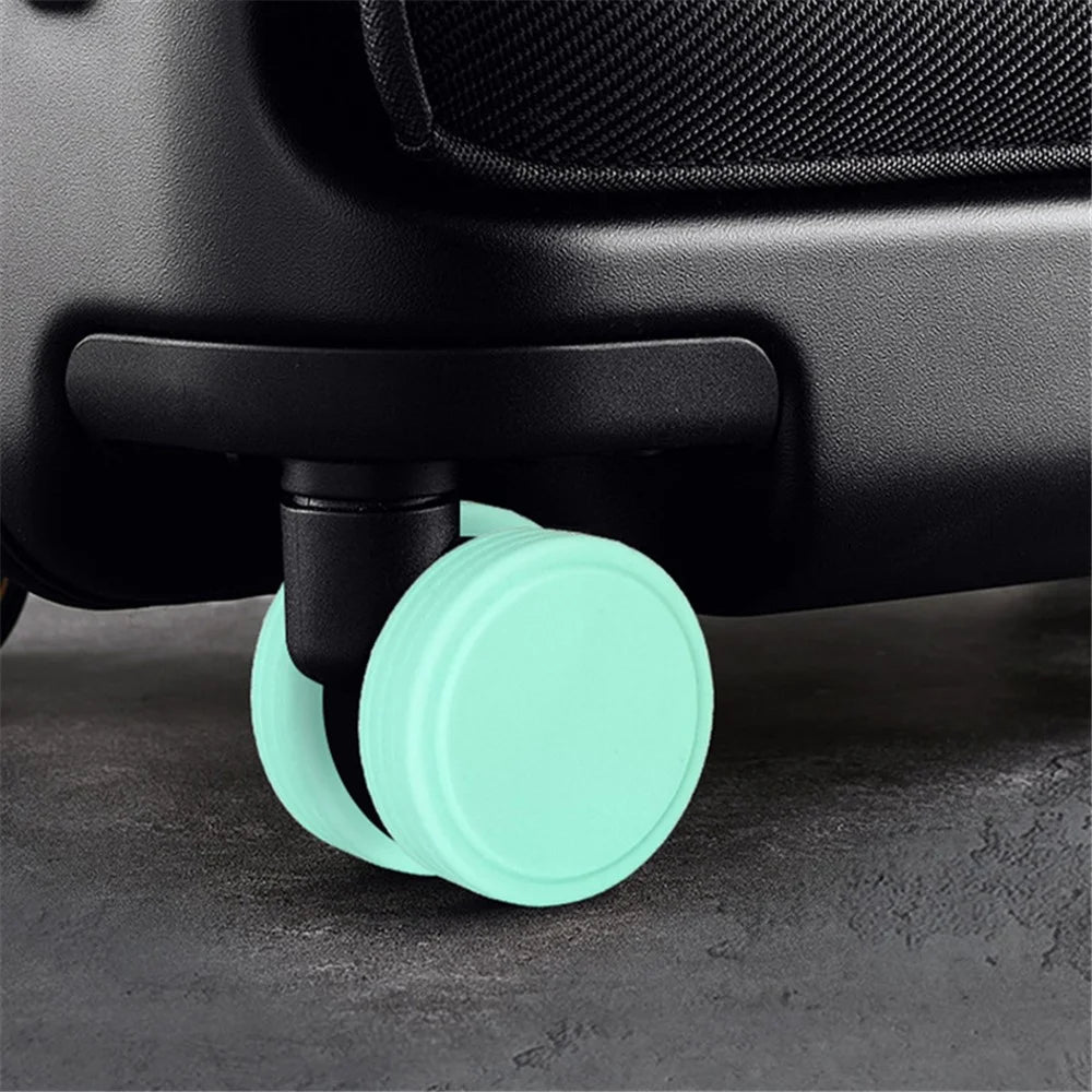 4Pcs Luggage Wheel Protective Cover Reduce Noise Trolley Case Wheel Silicone Sleeve - Purple - 3