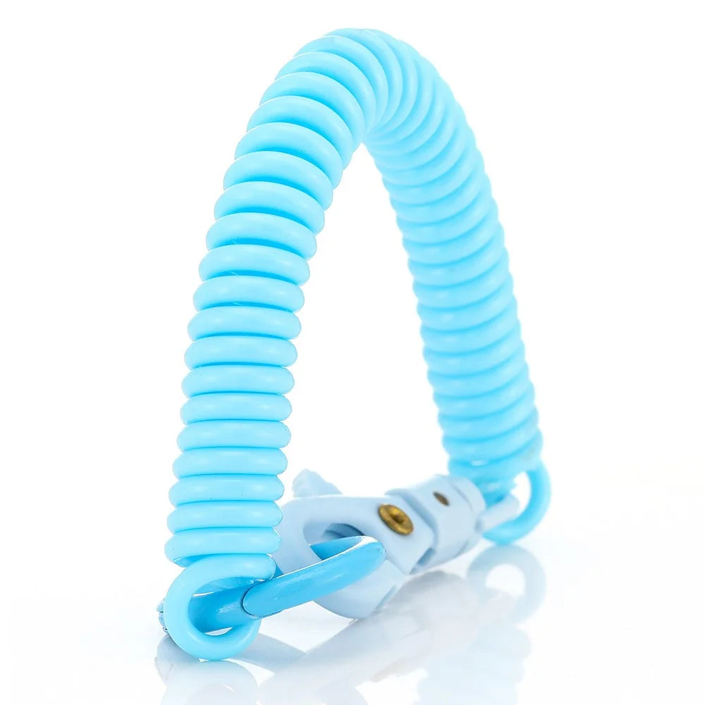 01 Multifunctional Outdoor Keychain Coil Anti-Lost Rope Elastic EVA Spring Rope - Sky Blue - 1
