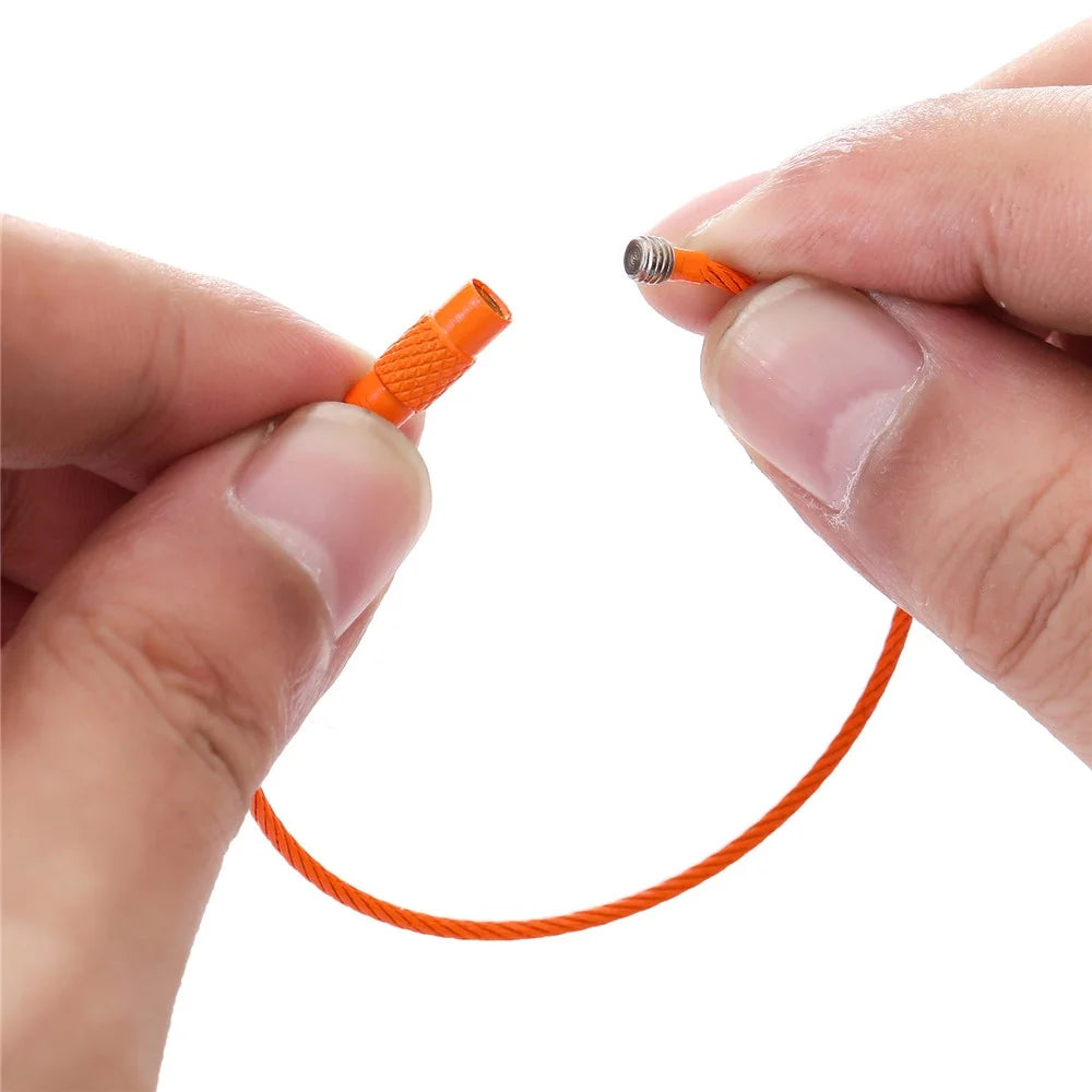 YH0589 Multifunction Steel Wire Keychain Cable Key Ring Key Chain - Orange - 2