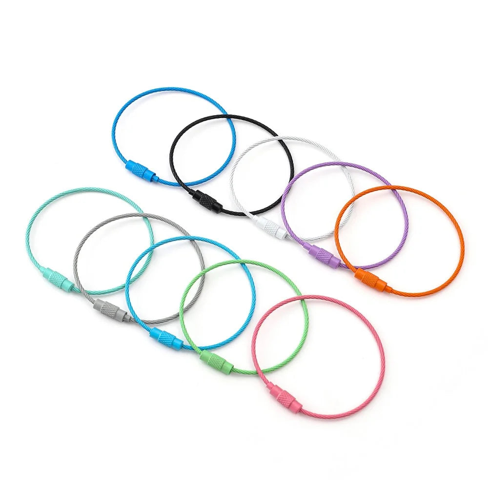 YH0589 Multifunction Steel Wire Keychain Cable Key Ring Key Chain - Orange - 7